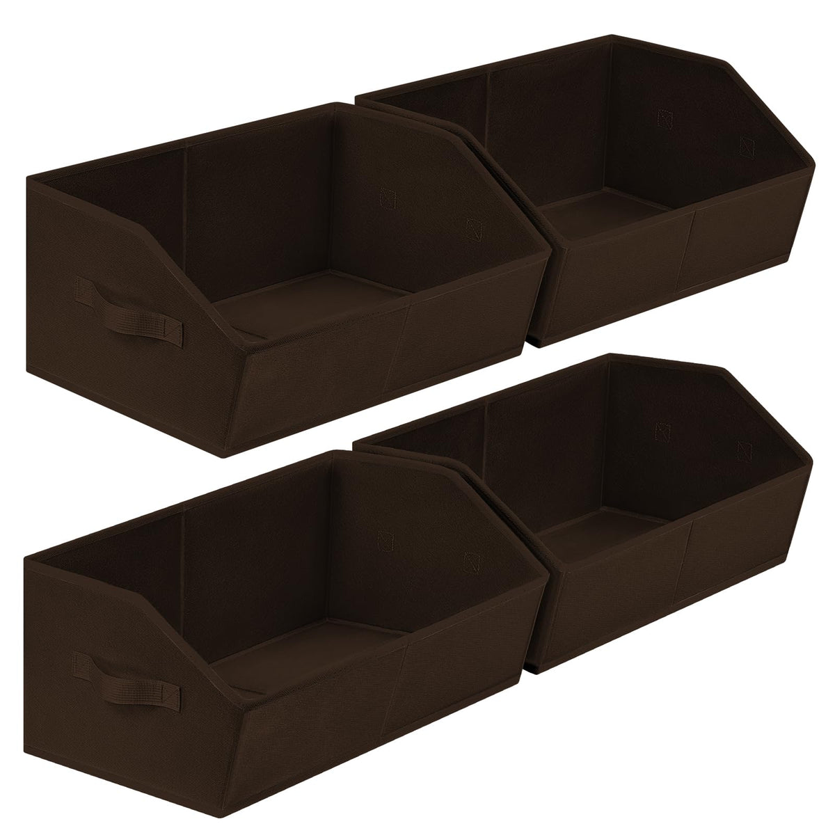 Homsorout Closet Organizers Bins 6 Packs - Large Closet Shelf Organizer with Handles, Fabric Trapezoid Storage Bins, Collapsible Storage Cubes for Clothes, Towels, Light Gray