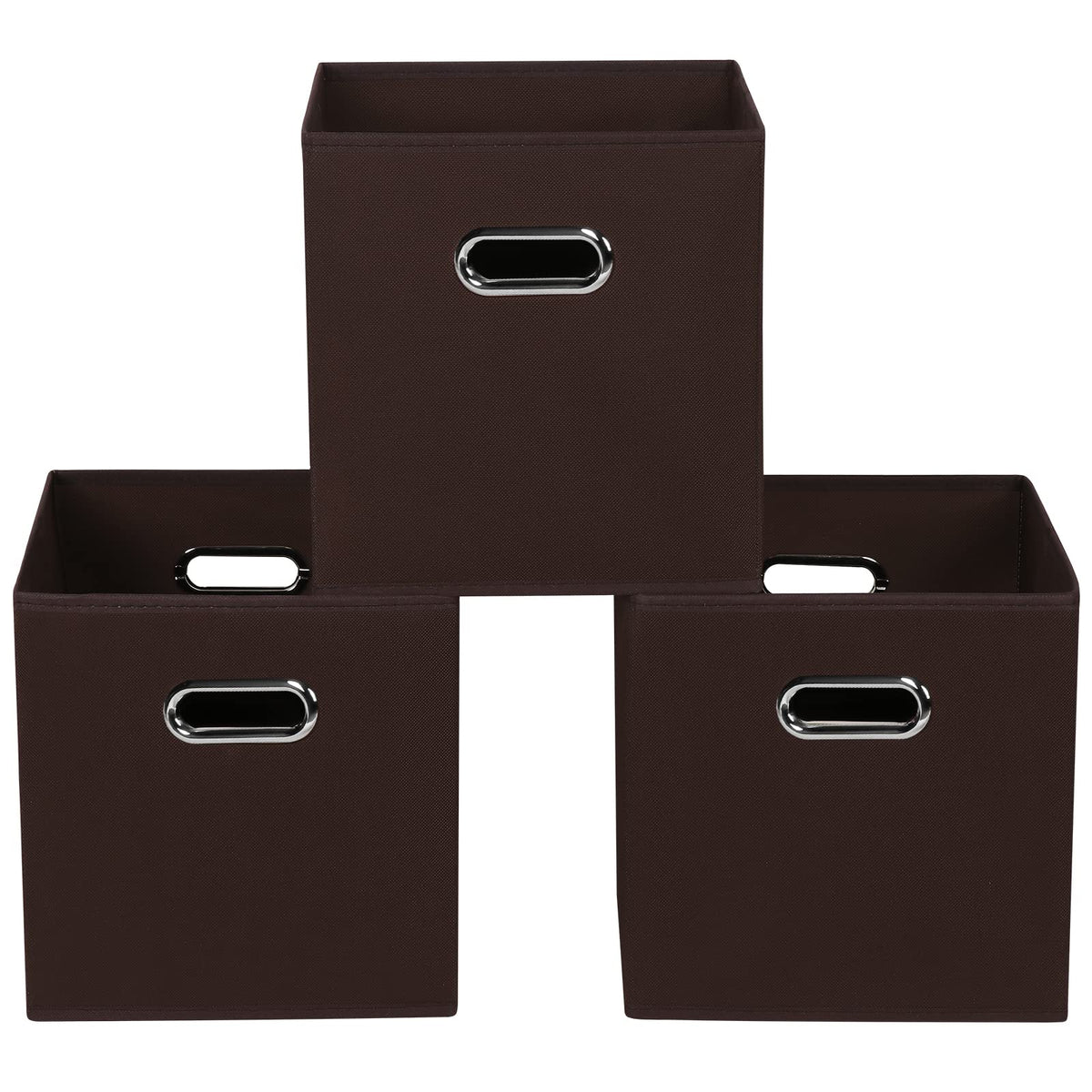 Yunkeeeper storage bins Cubes, Fabric Cube Organizer with Handle, Foldable Cube Bins for Cloth or Accessary Storage, 11x11x11, Set of 3,(Gray)