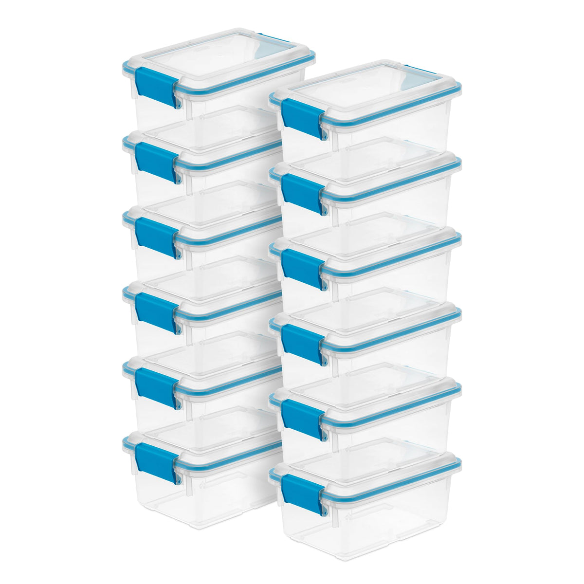 Sterilite 4-Pack 54 Quart Gasket Box, Home Storage Organizer Bins with Lids - Stackable Clear Plastic Containers for Bedroom, Bathroom, Garage, Basement, or Attic