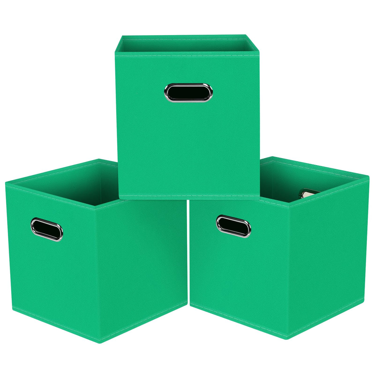 Black Foldable Storage Cubes Bins , Fabric Storage Box Cubes Organizer Baskets with Dual Handles for Home Organizer (Black)