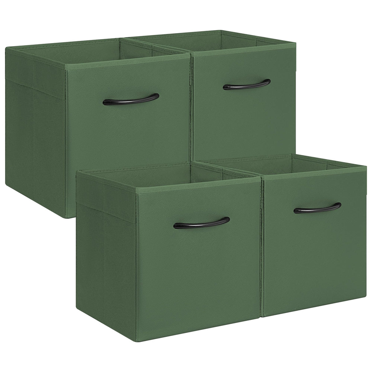 StorageWorks Black Storage Bins, Leather Storage Baskets, Large, 4-Pack