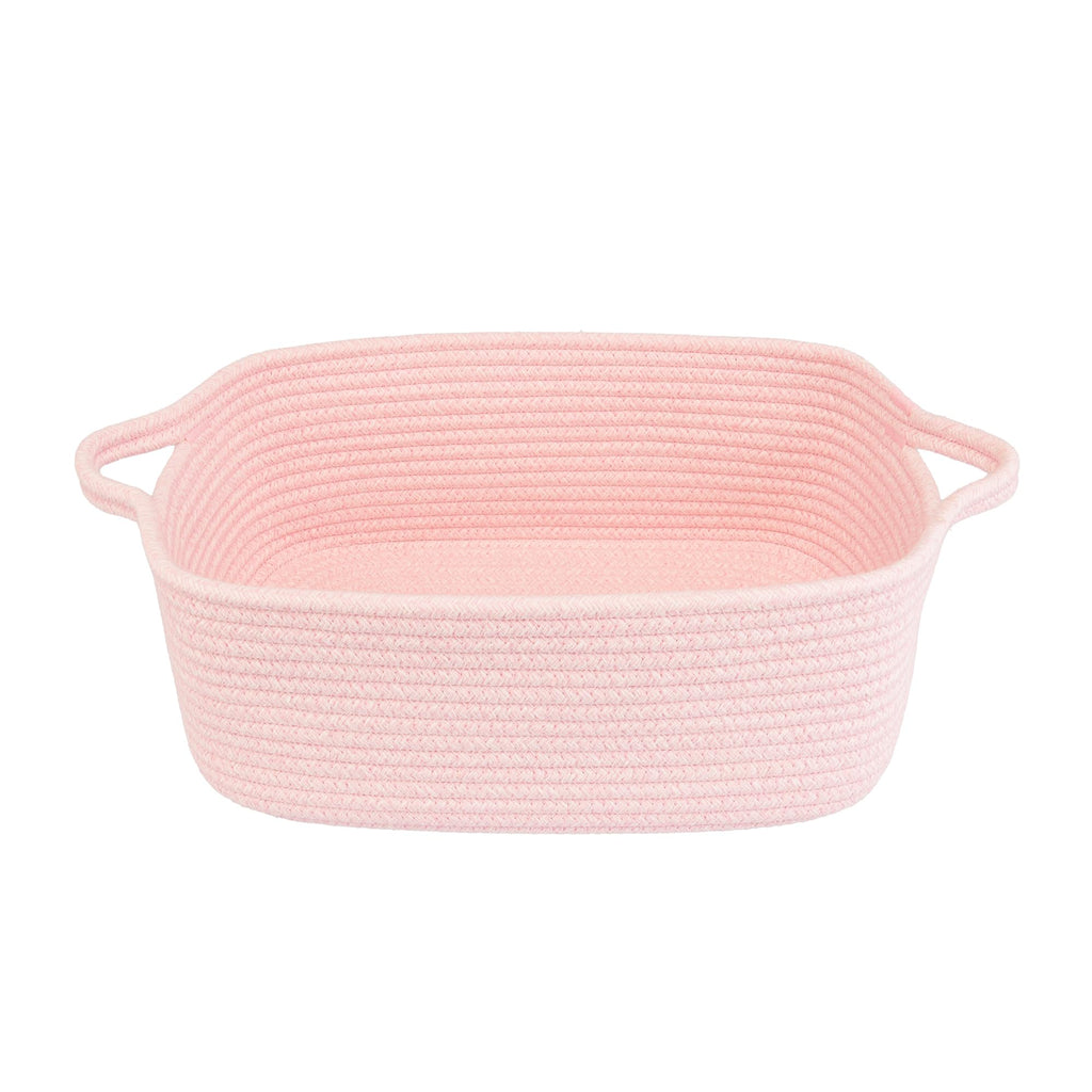 XUANGUO Medium Woven Cotton Rope Storage Basket with Handles, Rust