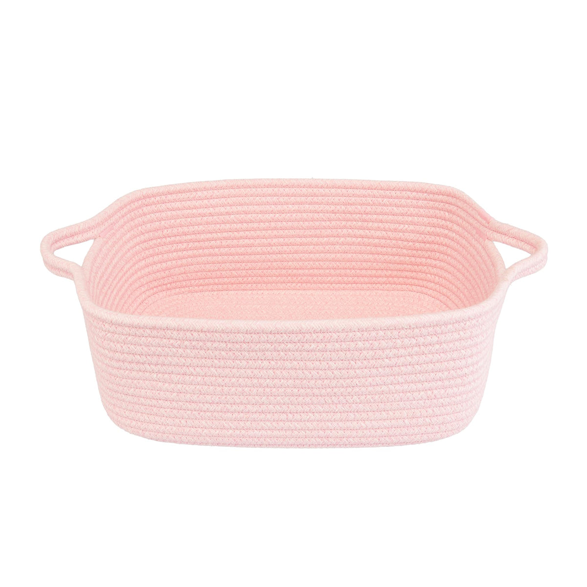 XUANGUO Medium Woven Cotton Rope Storage Basket with Handles, Rust