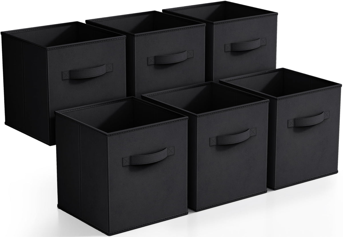 Sorbus Fabric Storage Cubes, 6-Pack Foldable Bins (11 Inch, Dark Green)