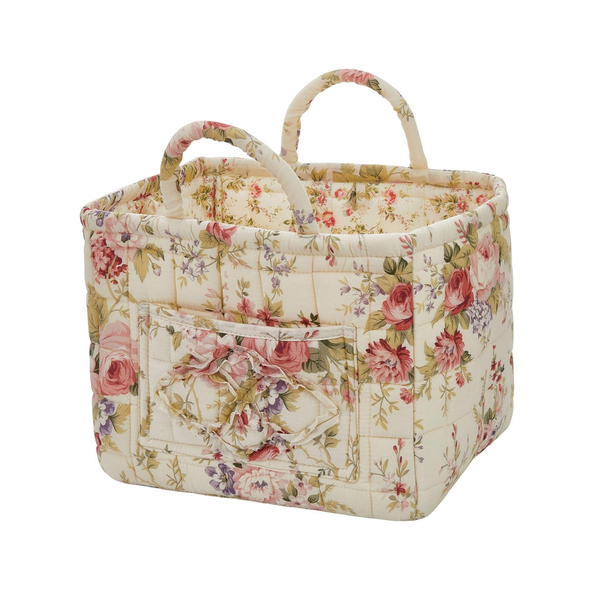 Boho Fabric Storage Basket, Large Capacity Laundry Basket, 12.2'' x 10.23'' x 10.23'' Collapsible Laundry Hamper with Easy Carry Handles (B Multi-Color 1, L)