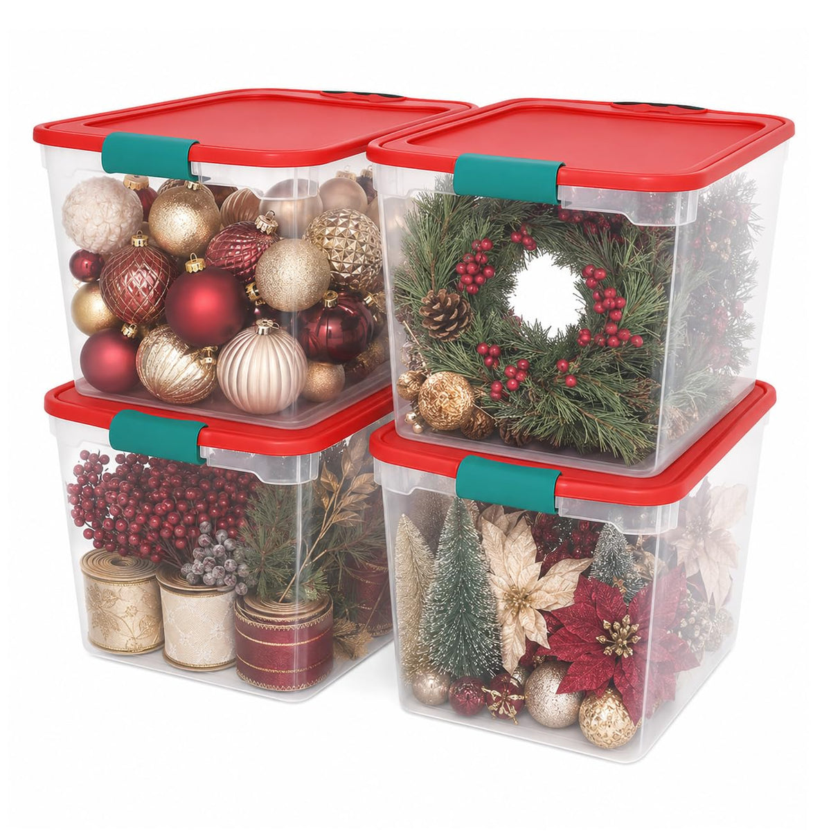 HOMZ Clear Plastic Storage Bins w/Latching Lid, 66 Qt, Gray Latch, 2 Pack
