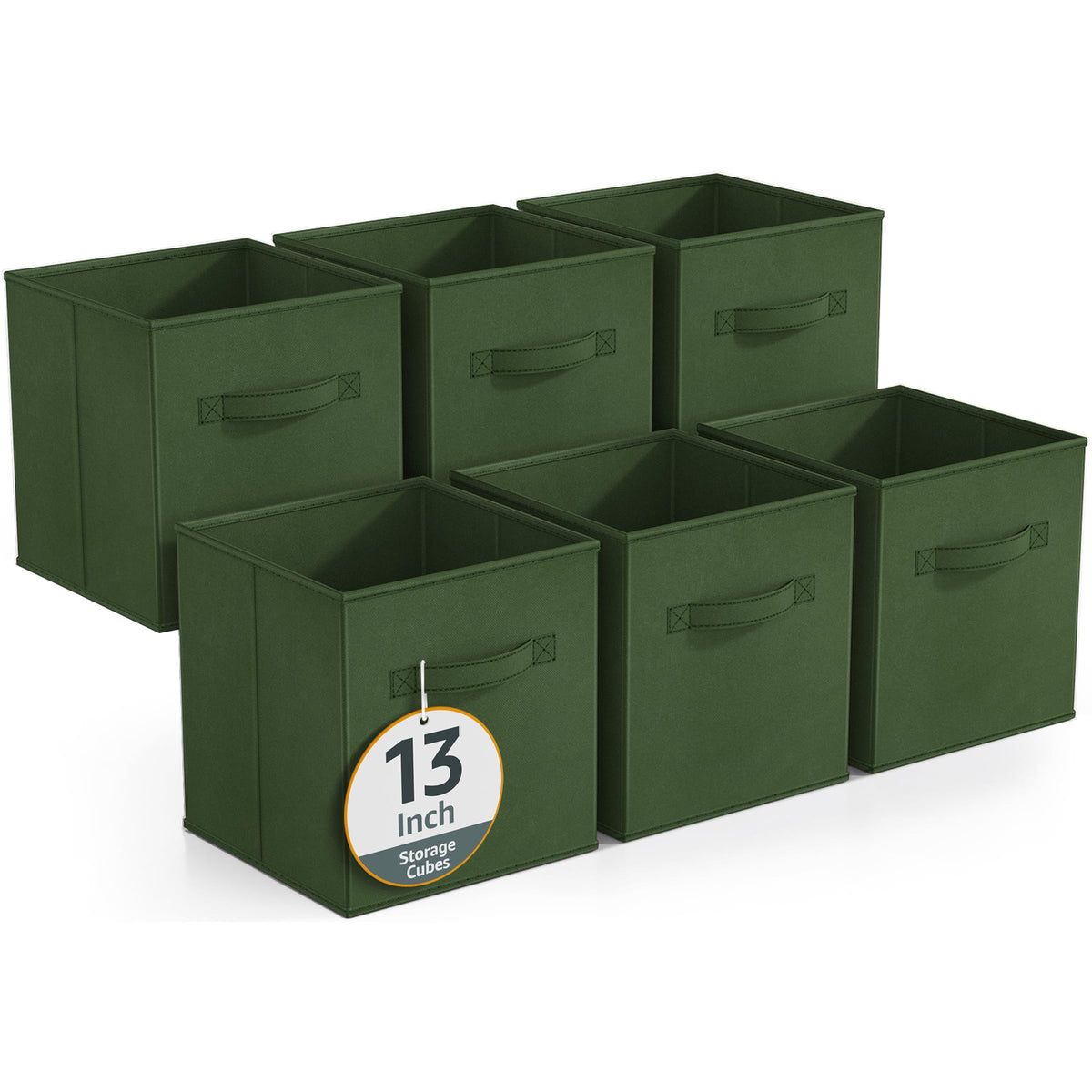 Sorbus Fabric Storage Cubes, 6-Pack Foldable Bins (11 Inch, Dark Green)