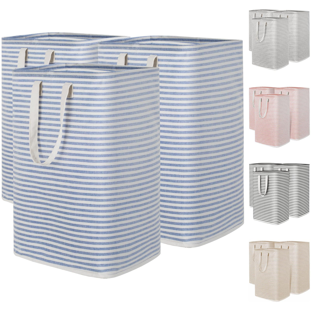 Lifewit 80L Large Laundry Baskets, 2 Pack, Reinforced Handles, Grey