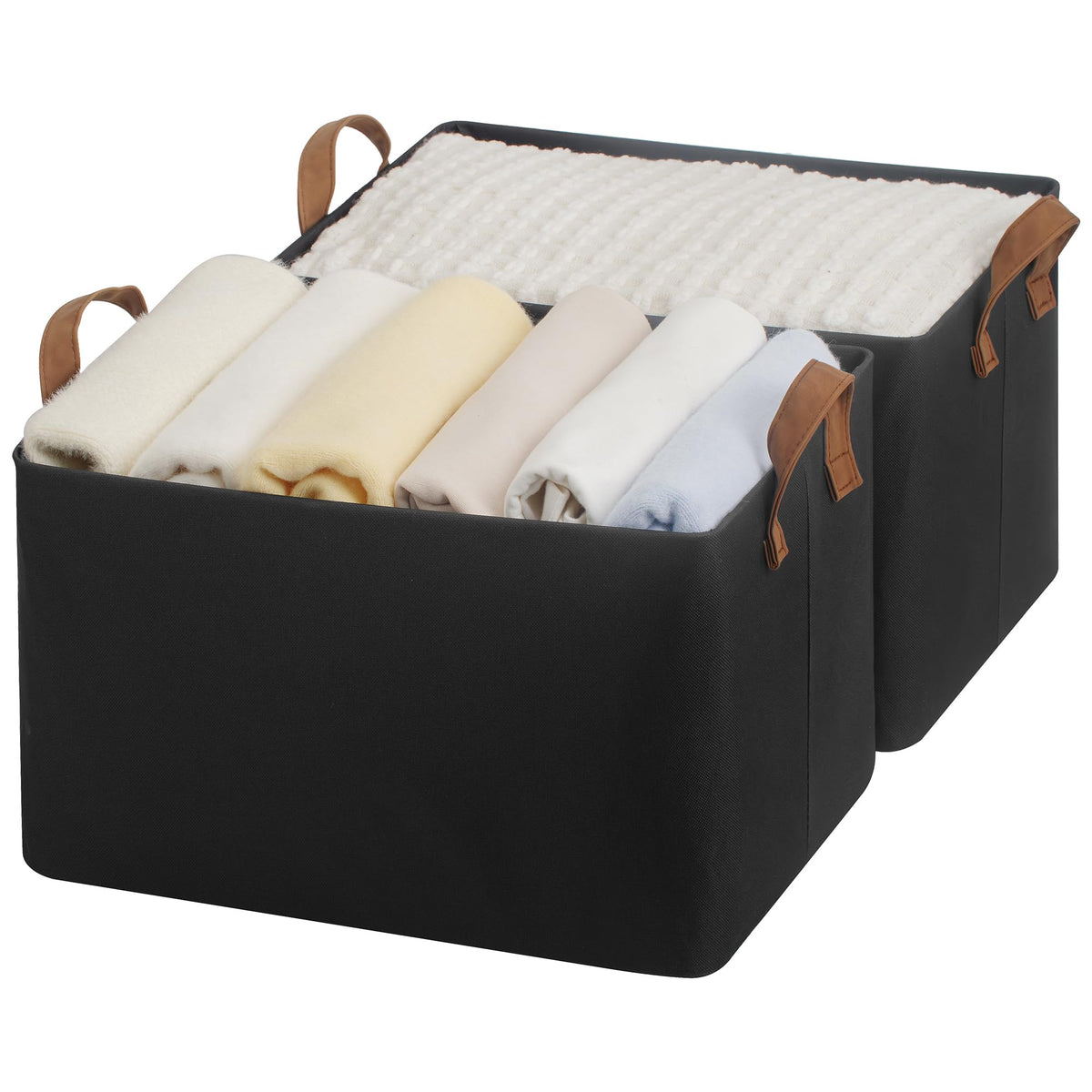 StorageWorks Storage Basket for Shelves, Storage Bins, Natural, 2-Pack