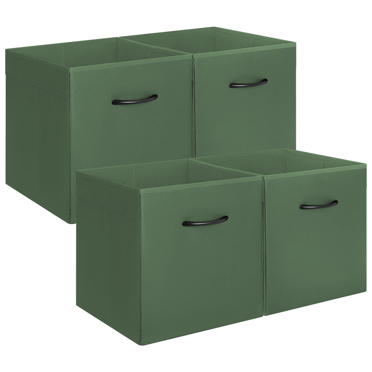 StorageWorks Black Storage Bins, Leather Storage Baskets, Large, 4-Pack