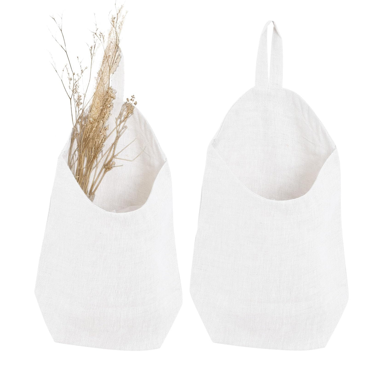 100% Linen Hanging Storage Bags Baskets 2 Pcs, Small Wall Storage Bag for Kitchen, Bedroom, RV Camper Organizer, Sewing Room, Nursery Storage, Kids Room, Linen
