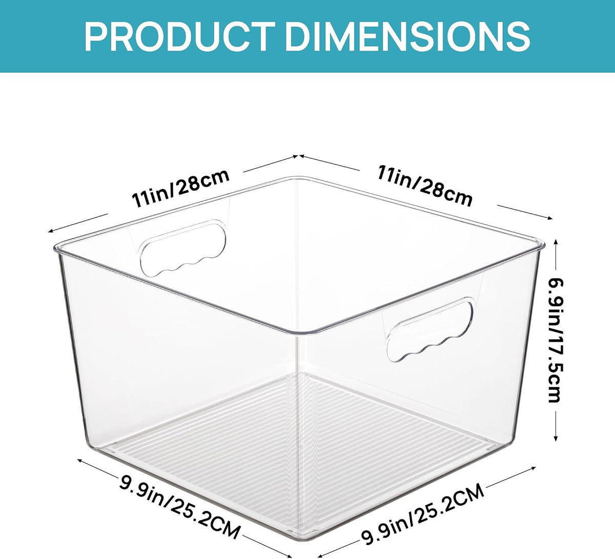 Vtopmart 4 Pack Extra Large Clear Storage Bins, 11x11 Cube Organizer