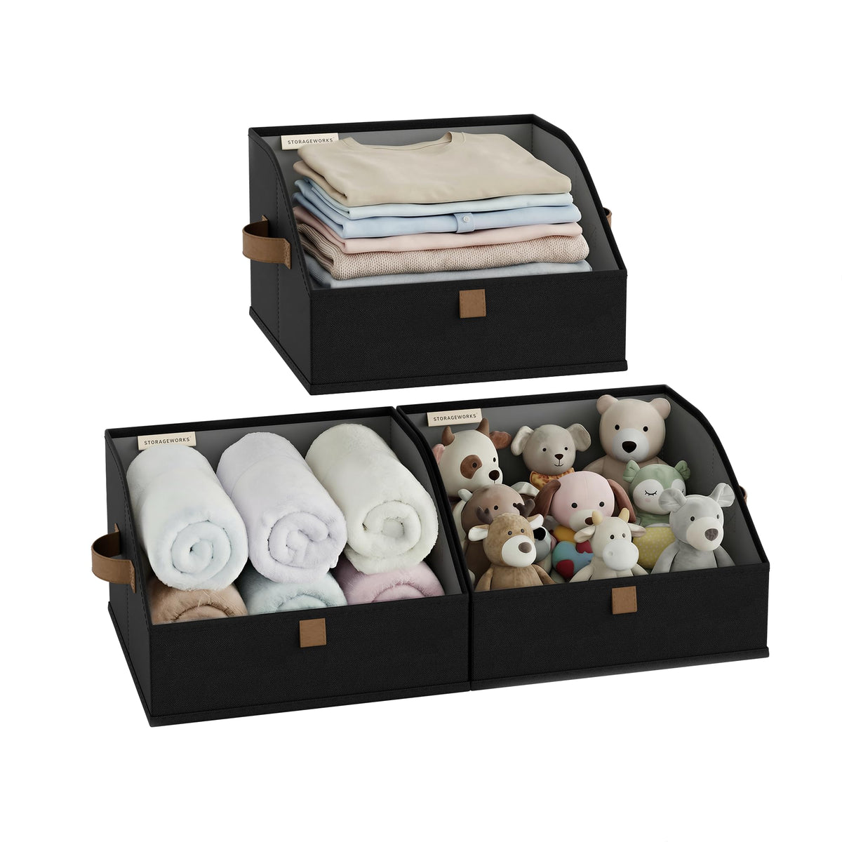 StorageWorks Closet Storage Bins Trapezoid, Beige, Small, 3-Pack