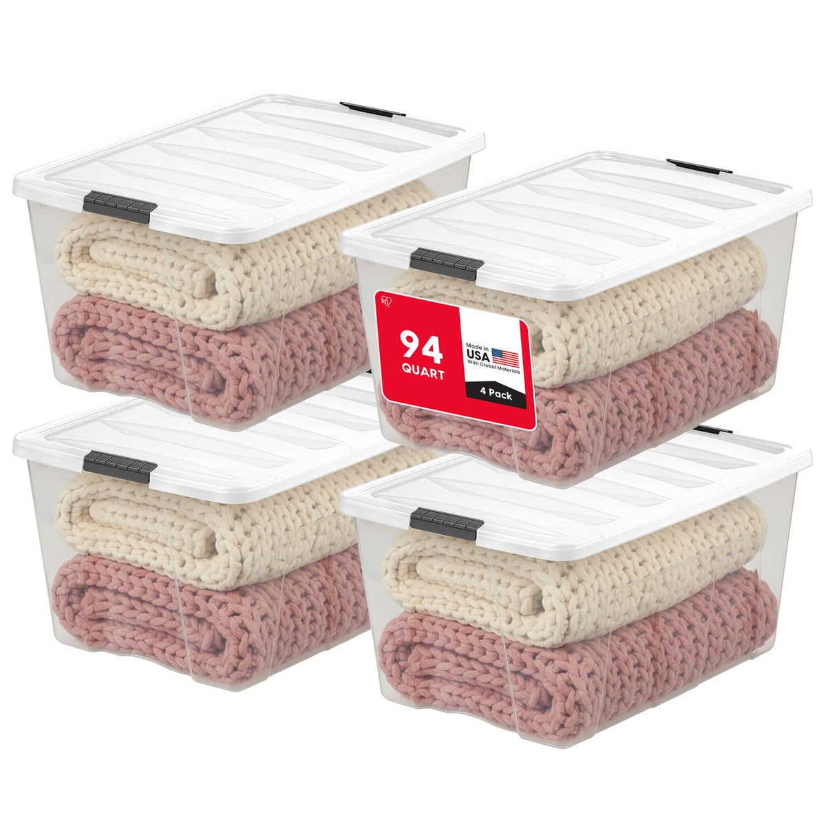 IRIS USA 6-Pack 72 Quart Storage Bins with Lids, Clear