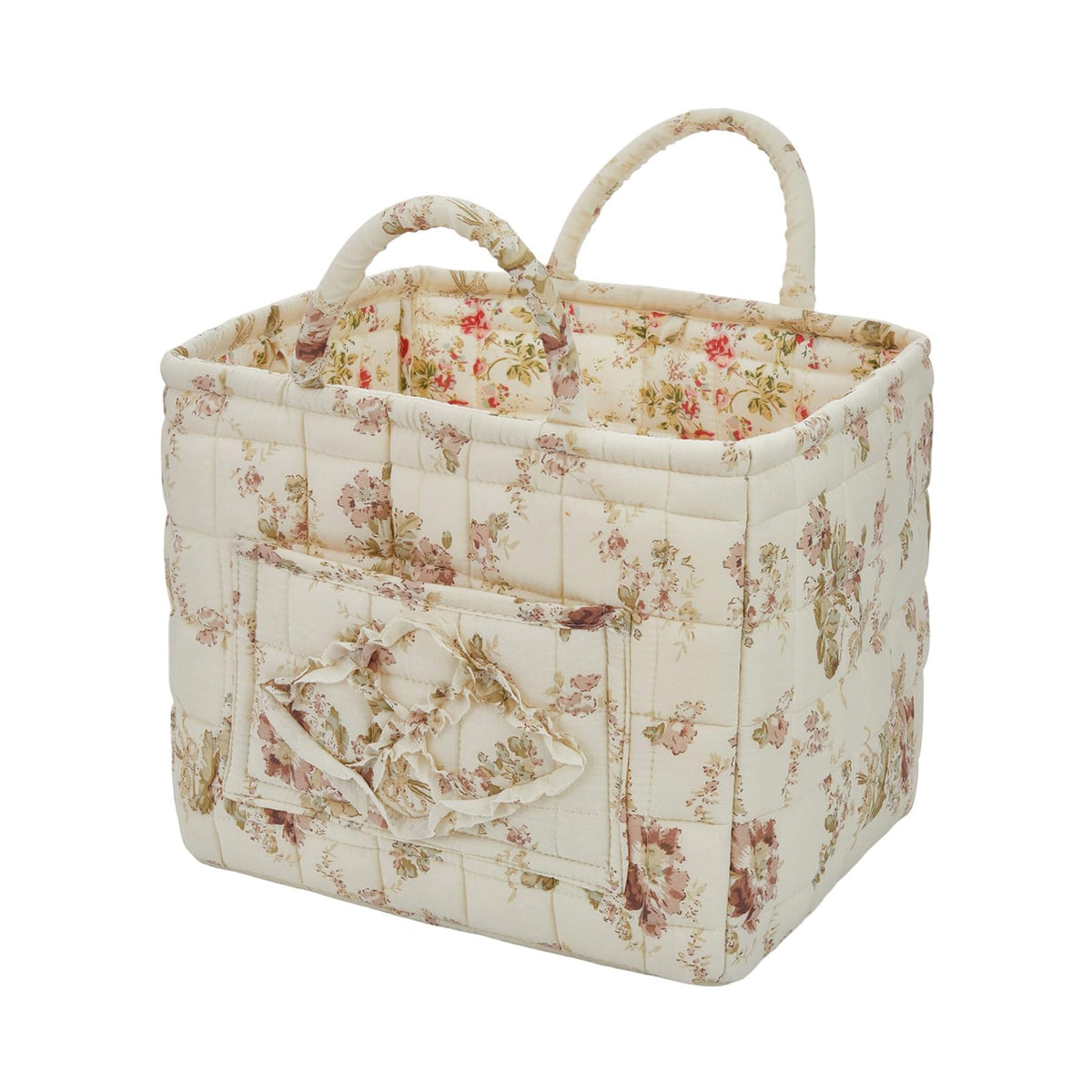 Boho Fabric Storage Basket, Large Capacity Laundry Basket, 12.2'' x 10.23'' x 10.23'' Collapsible Laundry Hamper with Easy Carry Handles (B Multi-Color 1, L)
