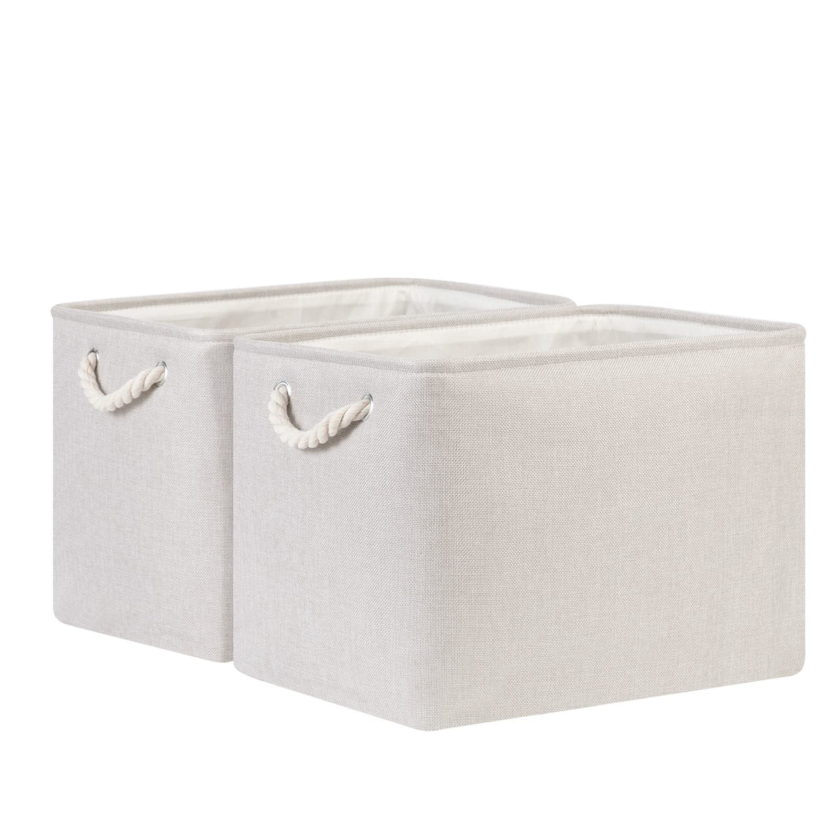 Bidtakay Baskets Set of 3 Storage Baskets for Organizing Large Fabric Storage Bins for Shelves Decorative Canvas Bins Collapsible Empty Baskets for Closet,Nursery,Clothes,Toys,Shoes(White&Grey)