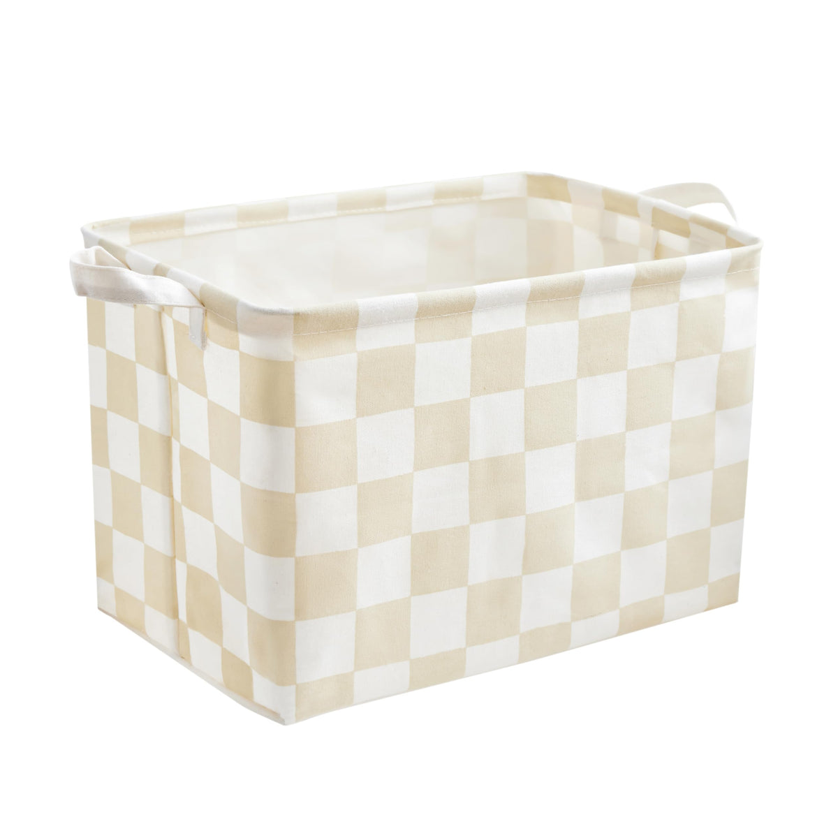 Ohocut Sage Green Checkered Canvas Basket, Rectangular Organizing Decorative Storage Basket for Kids, Dog Toy, Cute Aesthetic Checkered Room Decor for Home, Kitchen, Bedroom, Classroom, Shelves