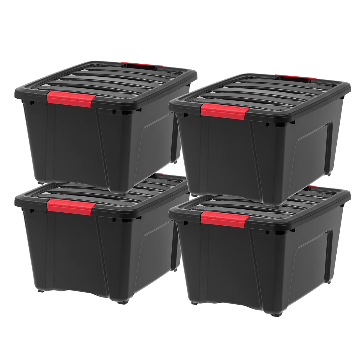 IRIS USA 6-Pack 32 Quart Storage Bins with Lids, Black