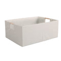 Fabric Storage Box, 15x11in Foldable Cotton Linen Basket with Wooden Handle