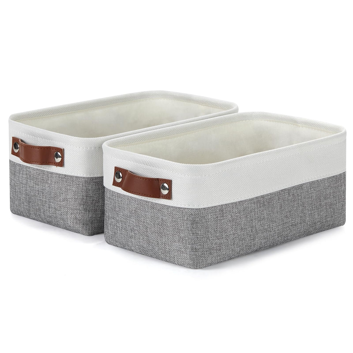 DULLEMELO Extra Large Storage Baskets, Fabric Storage Bins for Organizing Shelves Nursery Toys Books, Closet Baskets and Bins with Handles, Black&Grey, 2-Pack