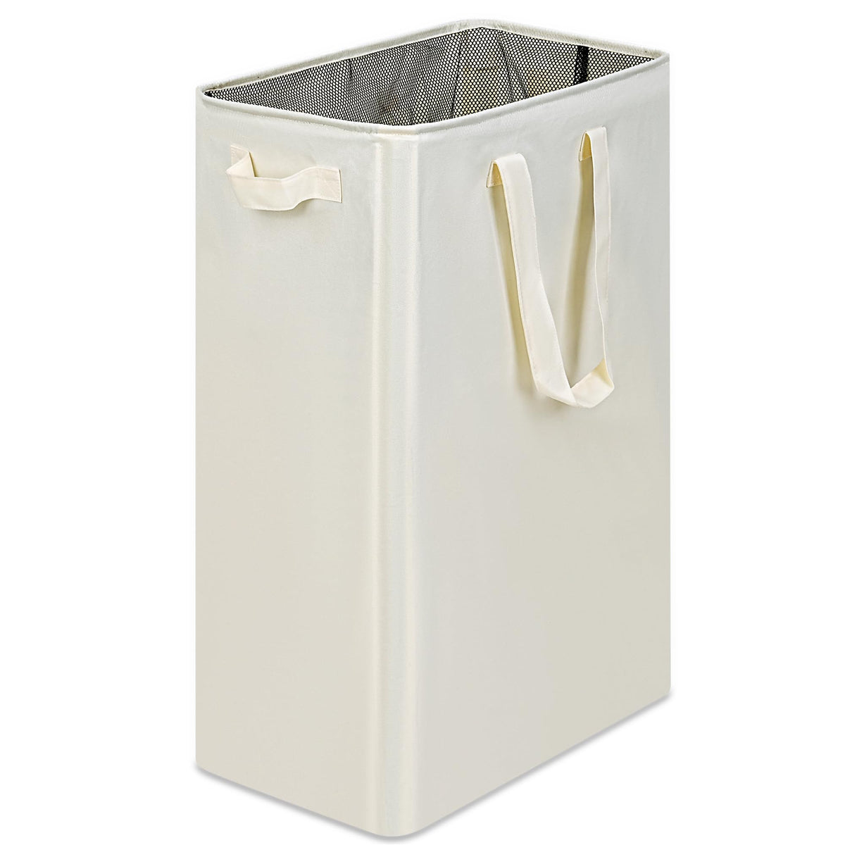 efluky Slim Laundry Basket, Narrow Laundry Hamper with Handles, Collapsible Dirty Clothes Hamper, Tall Laundry Bin for Laundry Room, Dorm and Bedroom, 12.7 Gallons(48L) Beige