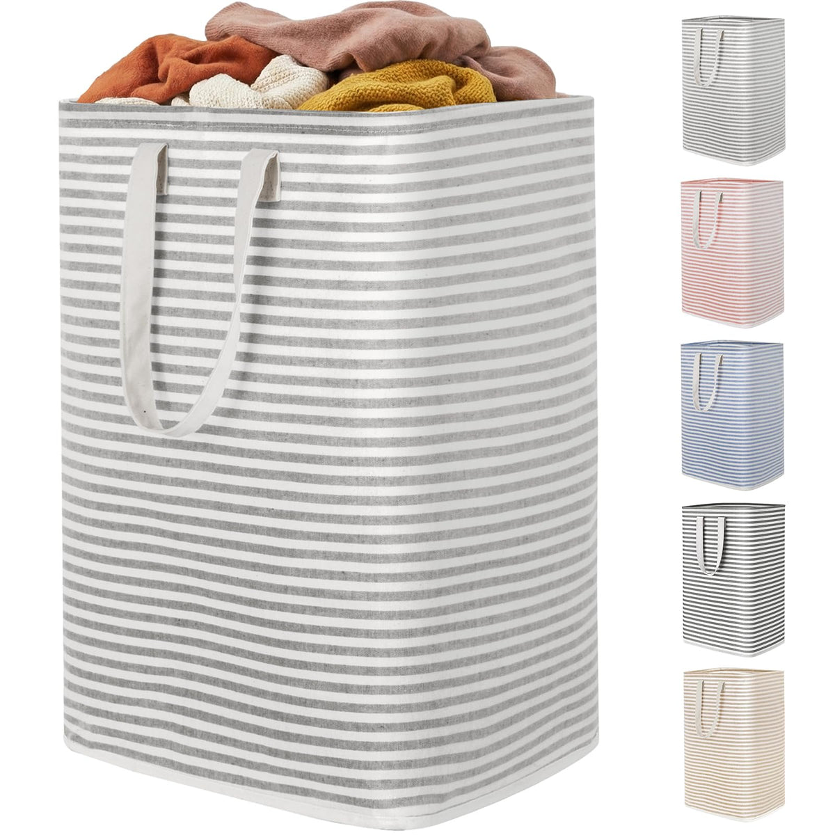 Lifewit 80L Large Laundry Baskets, 2 Pack, Reinforced Handles, Grey