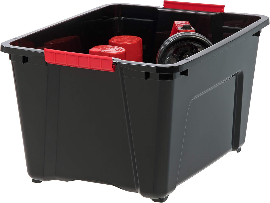 IRIS USA 6-Pack 32 Quart Storage Bins with Lids, Black