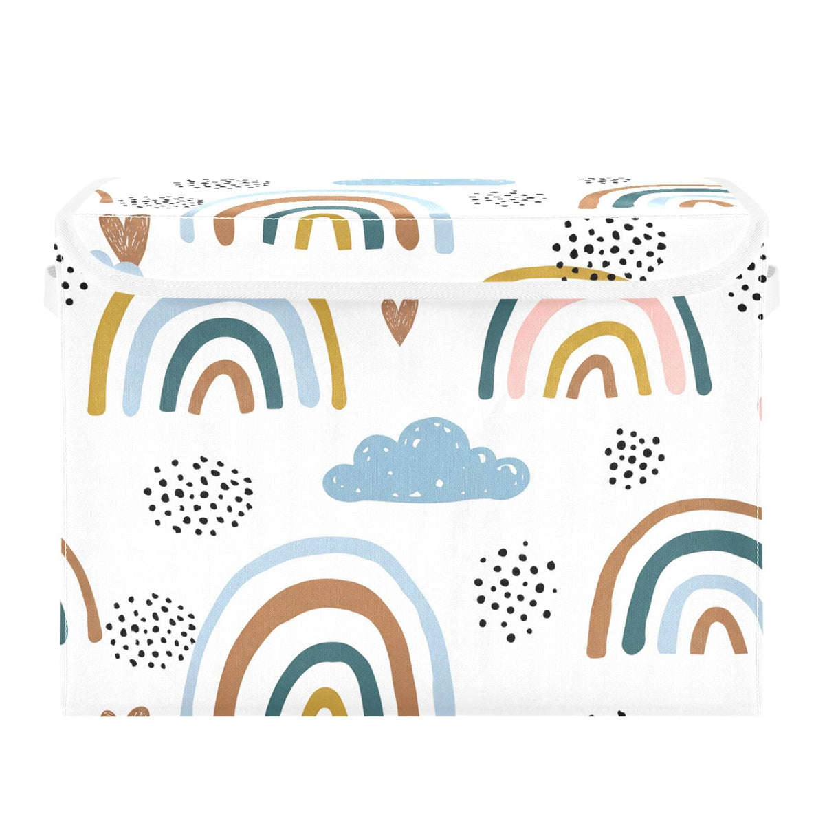 Vintage Colorful Herbs and Wild Flowers Floral Storage Bins with Lids and Carrying Handle,Foldable Storage Boxes Organizer Containers Baskets Cube with Cover for Home Bedroom Closet Office