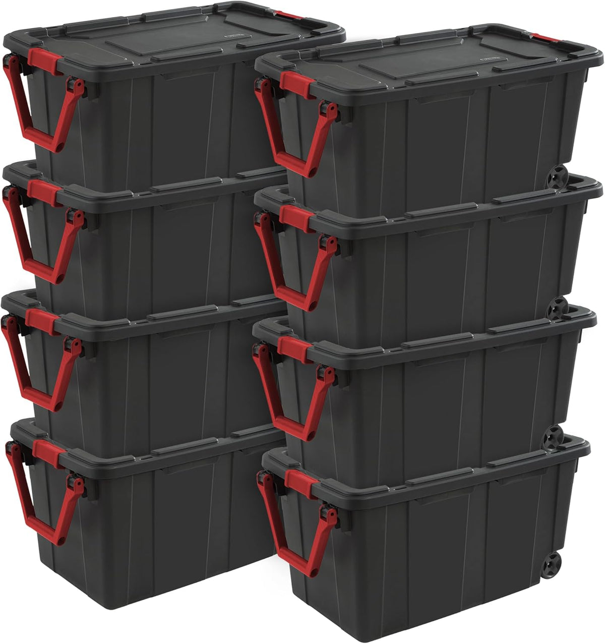 Sterilite Industrial Storage Tote w/Wheels for Garage, 40 Gallon, 8-Pack