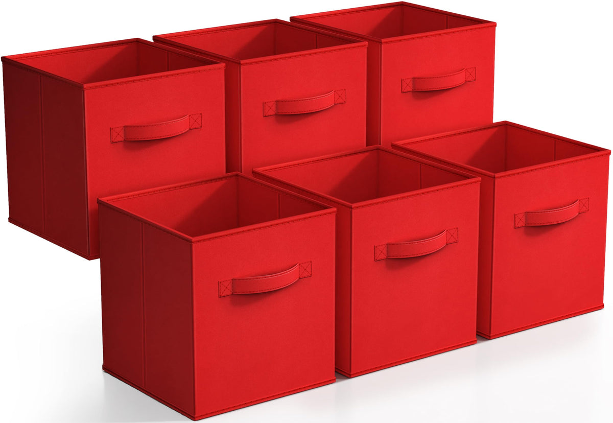 Sorbus Fabric Storage Cubes, 6-Pack Foldable Bins (11 Inch, Dark Green)