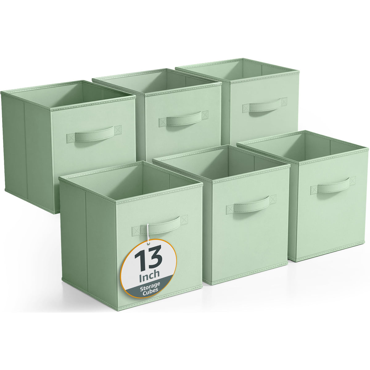 Sorbus Fabric Storage Cubes, 6-Pack Foldable Bins (11 Inch, Dark Green)