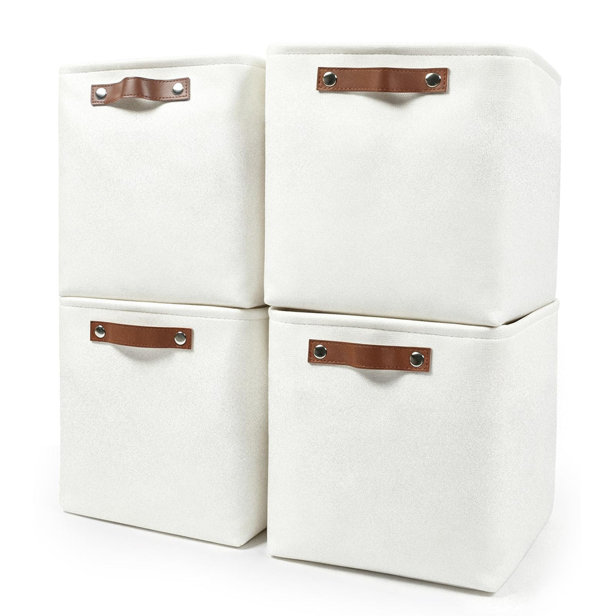 Bagnizer Storage Bins Large Fabric Storage Baskets for Shelves 3 Pack, Decorative Linen Closet Baskets with Handles for Organizing, Shelf, Clothes, Home, Office, 15x11x9.5Inches (Grey&White)