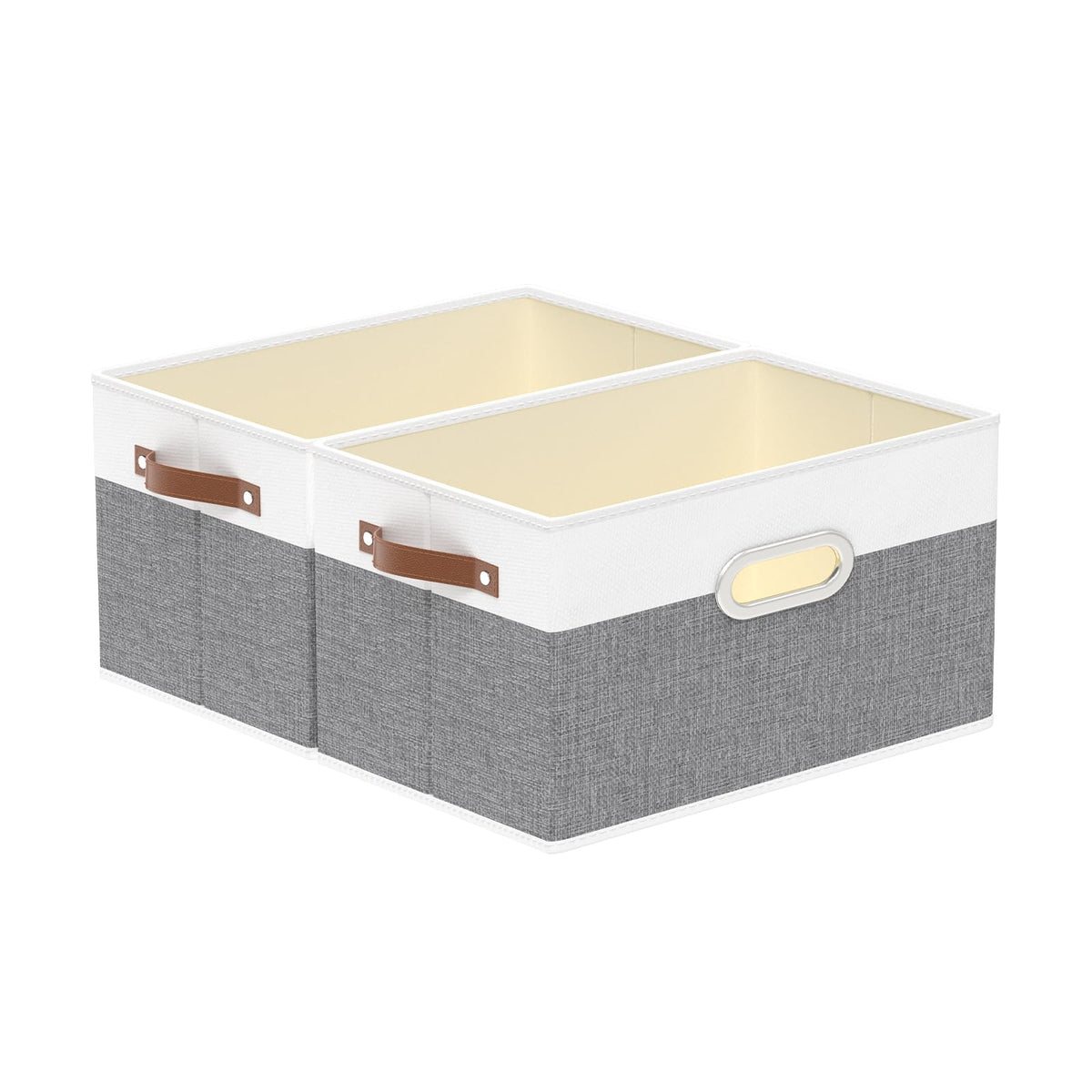 Yawinhe Fabric Storage Baskets,13.0x9.1x7.9in,White/Grey,4-Pack
