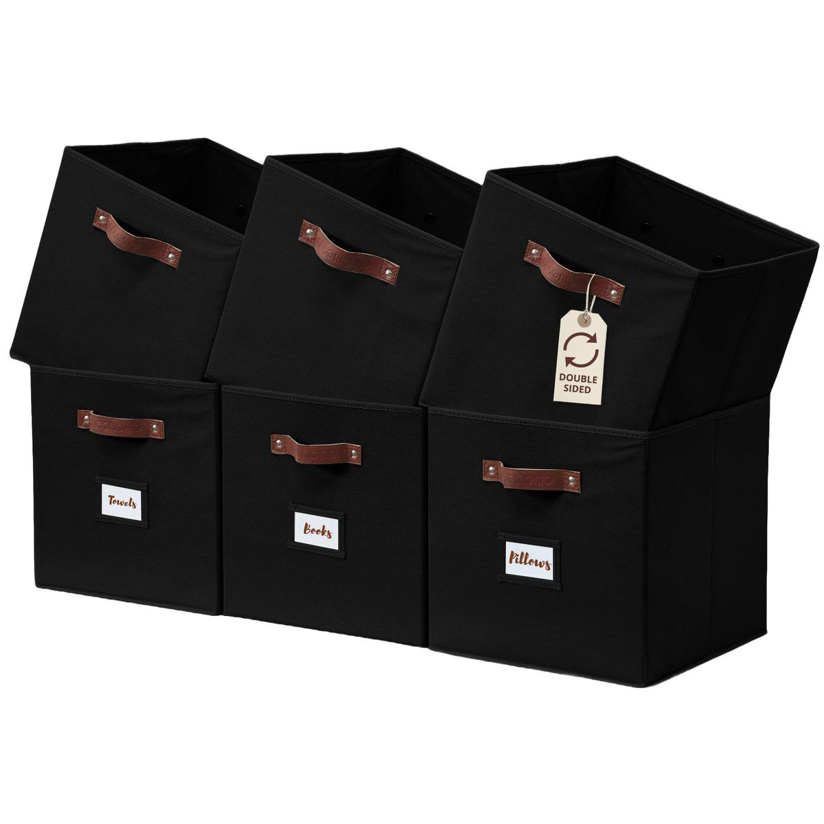 DECOMOMO Storage Bins, Cube Storage Bin with Labels
