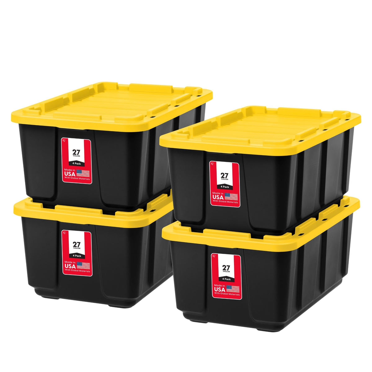IRIS USA 4-Pack 27 Gal Heavy Duty Storage Tote Bins with Lids, Gray
