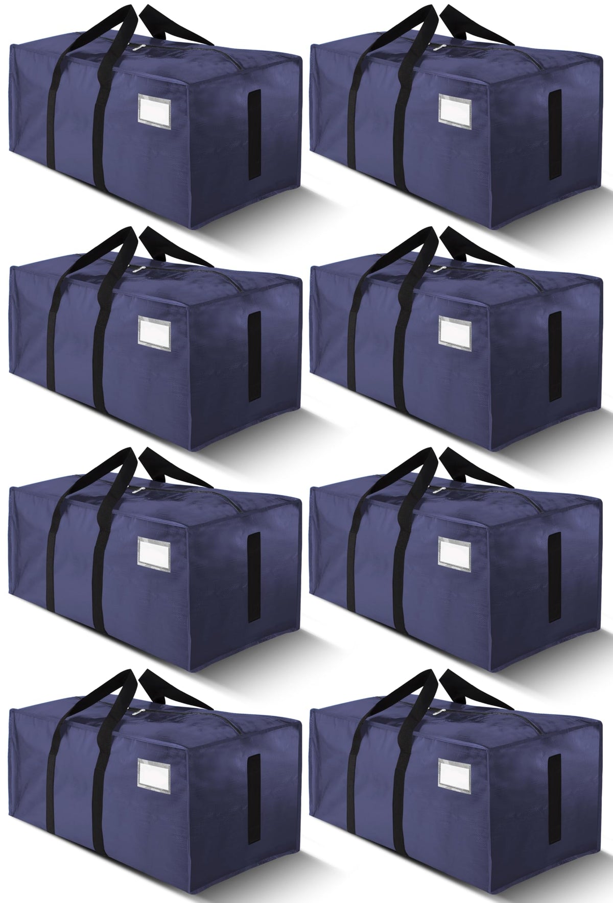 HOMESURE Supports 200lbs Heavy Duty Moving Bags - Strong Zipper & Wrap-Around Handles - Water-Resistant Storage Totes, Durable Alternative to Moving Boxes - 8 Pack - Semi-Transparent