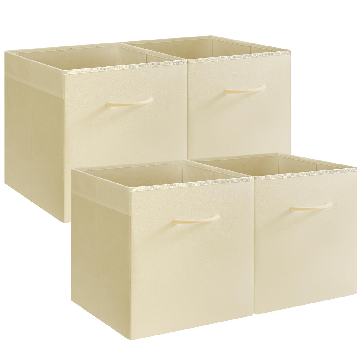StorageWorks Black Storage Bins, Leather Storage Baskets, Large, 4-Pack