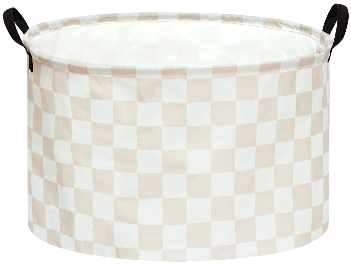 MAIZMZ Sage Checkered Storage Basket Extra Large 80L Kids Hamper Baby Laundry Basket Waterproof Toys Car Organizer Collapsible Canvas for Home/Dorm/Pet/Office/Closet/Shelf/Gift Baskets