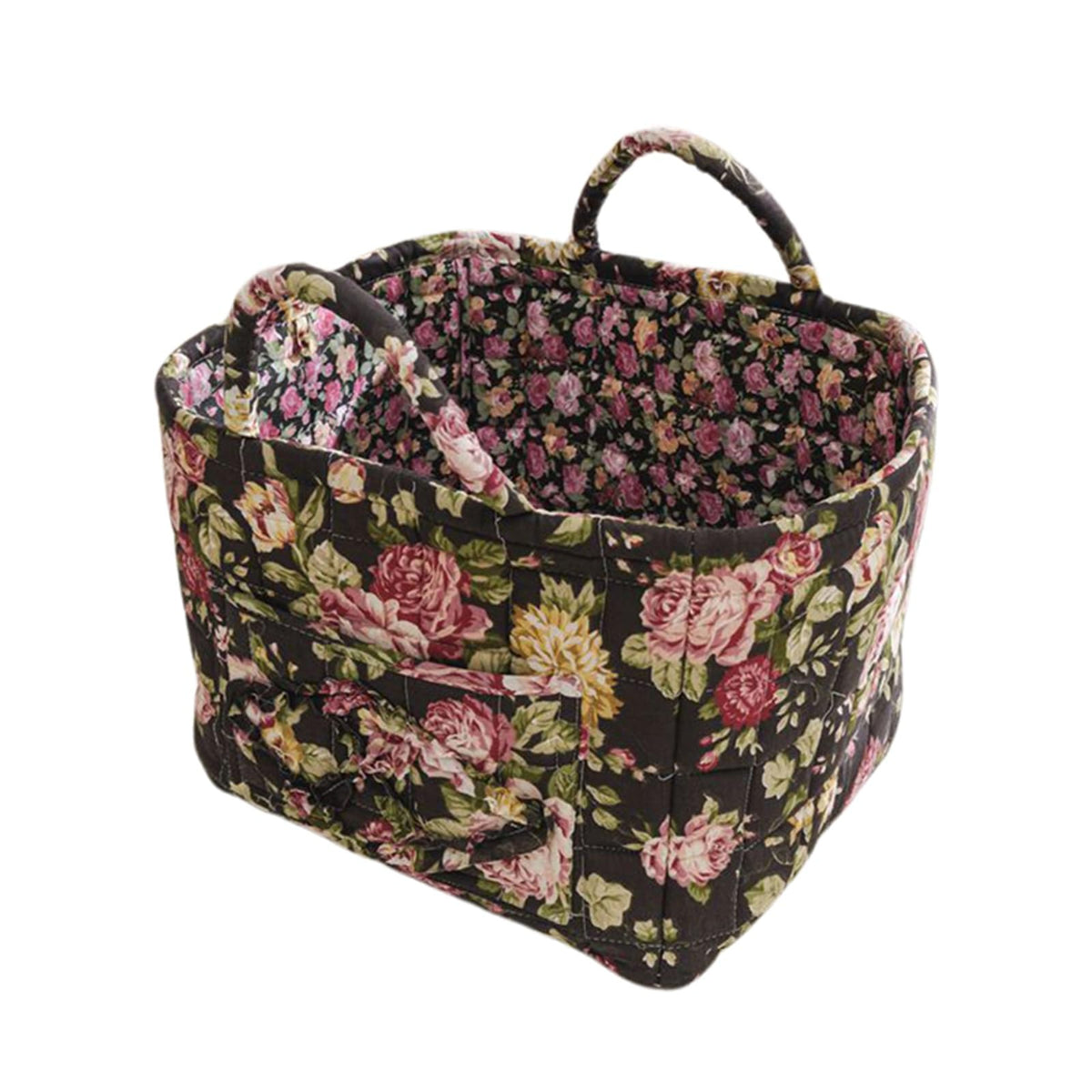 Boho Fabric Storage Basket, Large Capacity Laundry Basket, 12.2'' x 10.23'' x 10.23'' Collapsible Laundry Hamper with Easy Carry Handles (B Multi-Color 1, L)