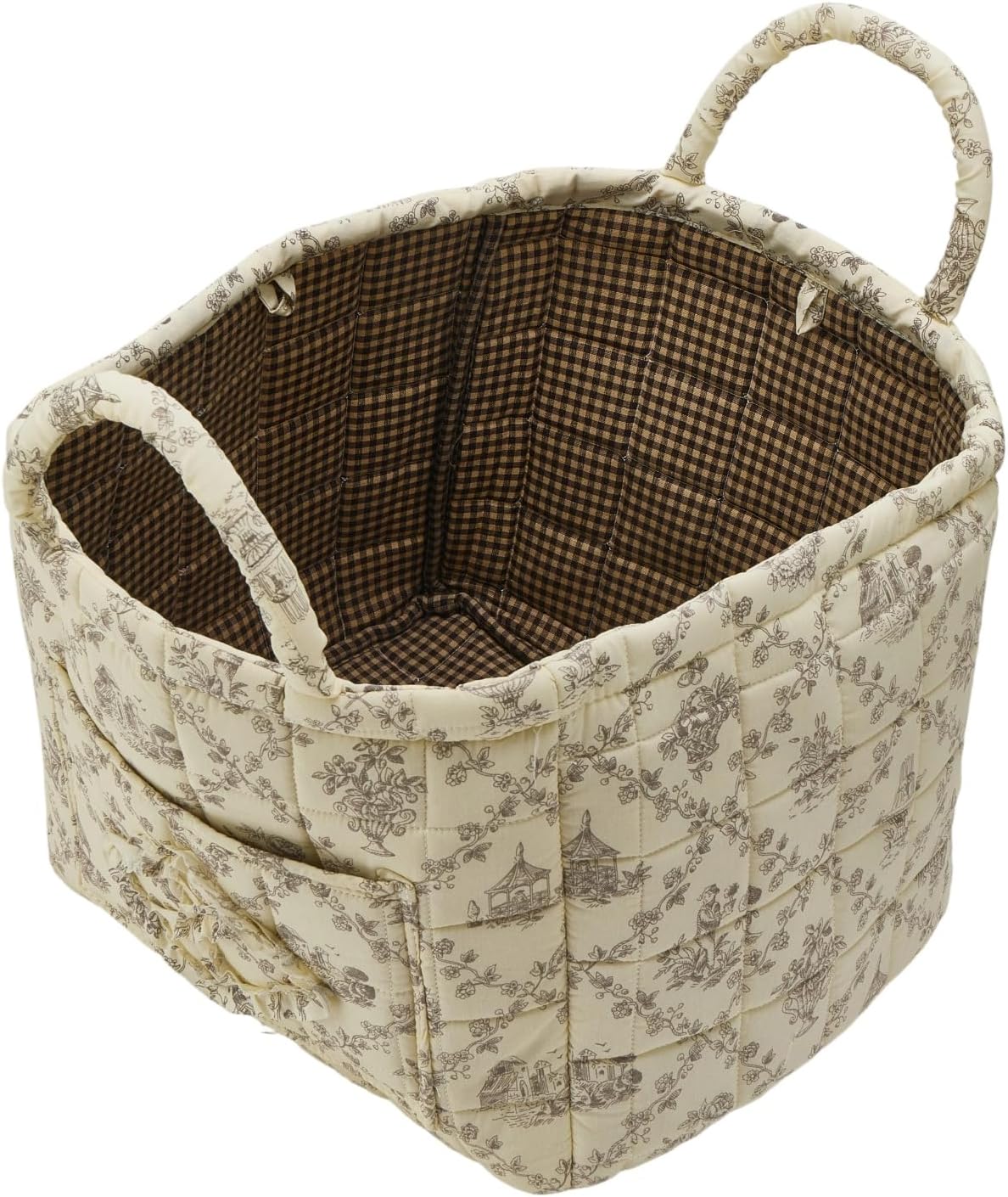 Boho Fabric Storage Basket, Large Capacity Laundry Basket, 12.2'' x 10.23'' x 10.23'' Collapsible Laundry Hamper with Easy Carry Handles (B Multi-Color 1, L)