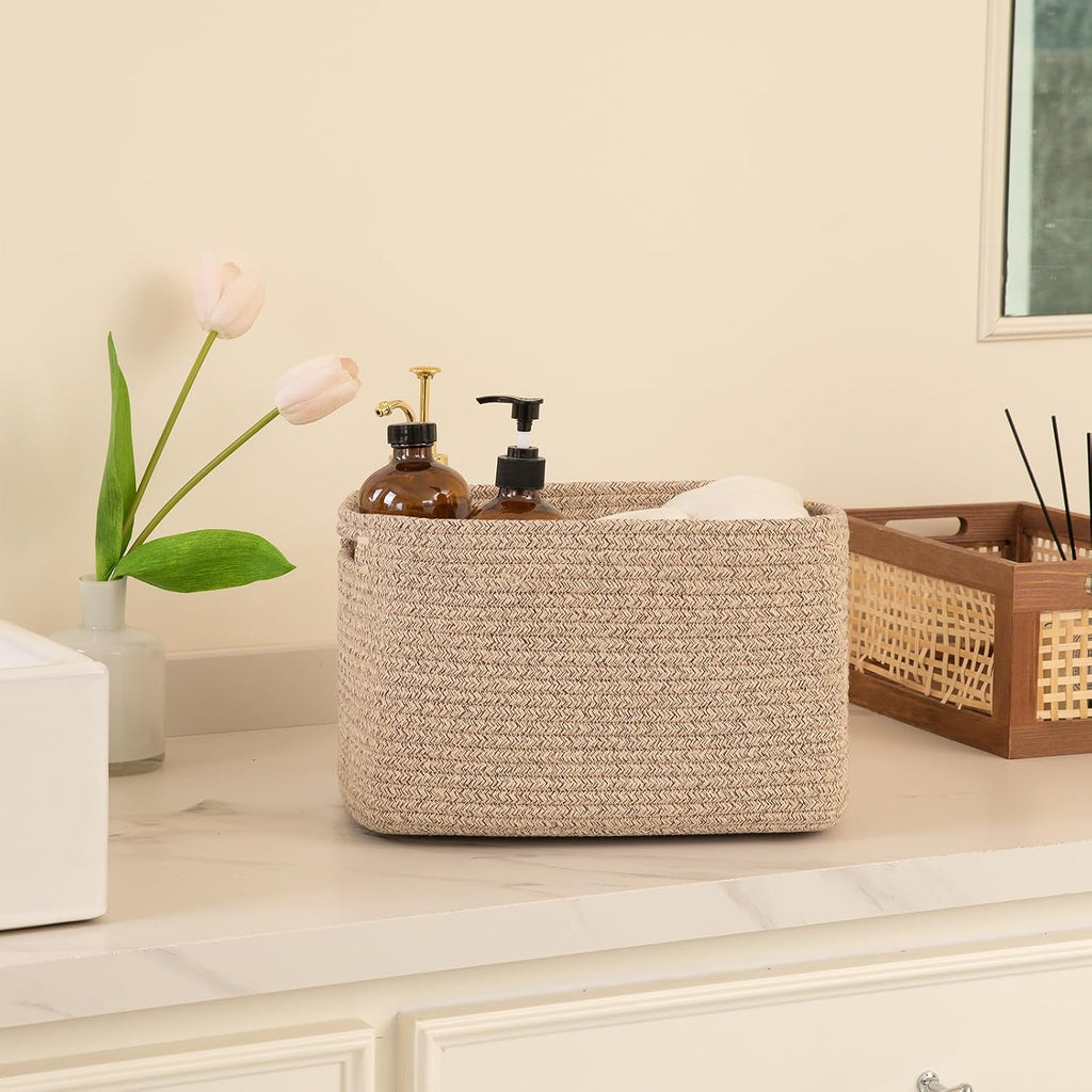 OIAHOMY 4 Pack Storage Baskets for Organizing 15L Cube Storage Bins Brown