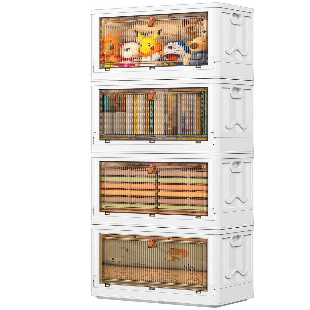 YFXCVSL 4 Tier Plastic Storage Bins with Lid 32QT, Stackable Storage Bins