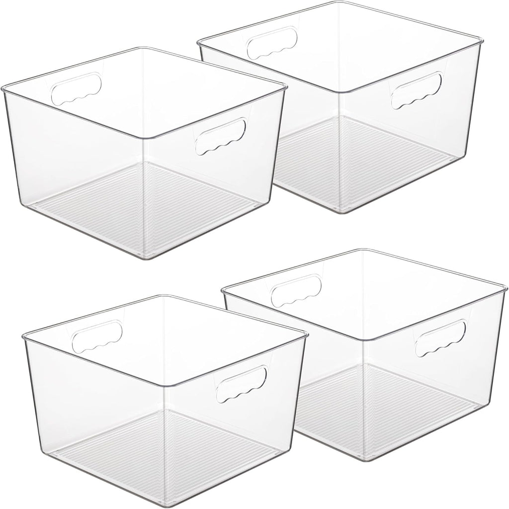 Vtopmart 4 Pack Extra Large Clear Storage Bins, 11x11 Cube Organizer