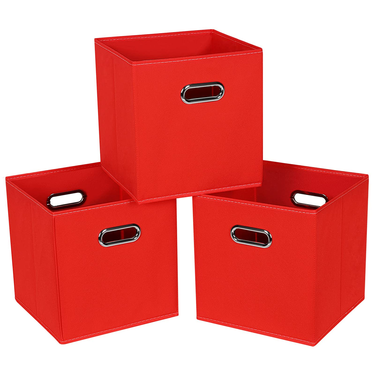 Fabric Cloth Storage Bins,Cube Organizer with Dual Handles Foldable Baskets for Home Bedroom,Set of 3, Black