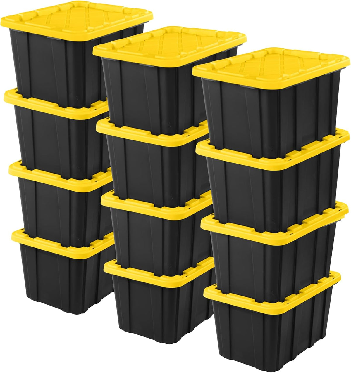 Sterilite Industrial Storage Tote with Lids for Garage, 27 Gallon, 12-Pack