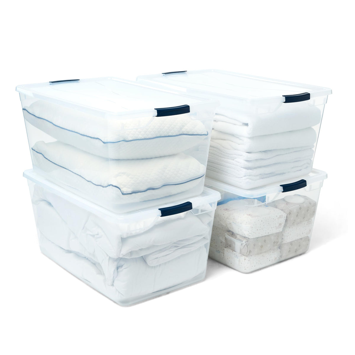 Rubbermaid Cleverstore Clear 32 Qt, 6 Pack Stackable Plastic Storage Bins with Lids, Great for Closet and Laundry Storage, Organizing in the Home