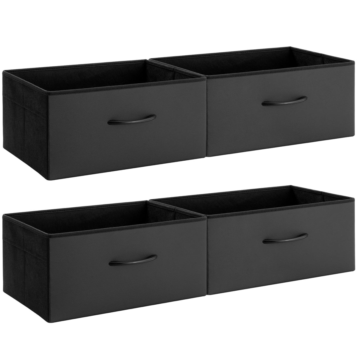 StorageWorks Black Storage Bins, Leather Storage Baskets, Large, 4-Pack