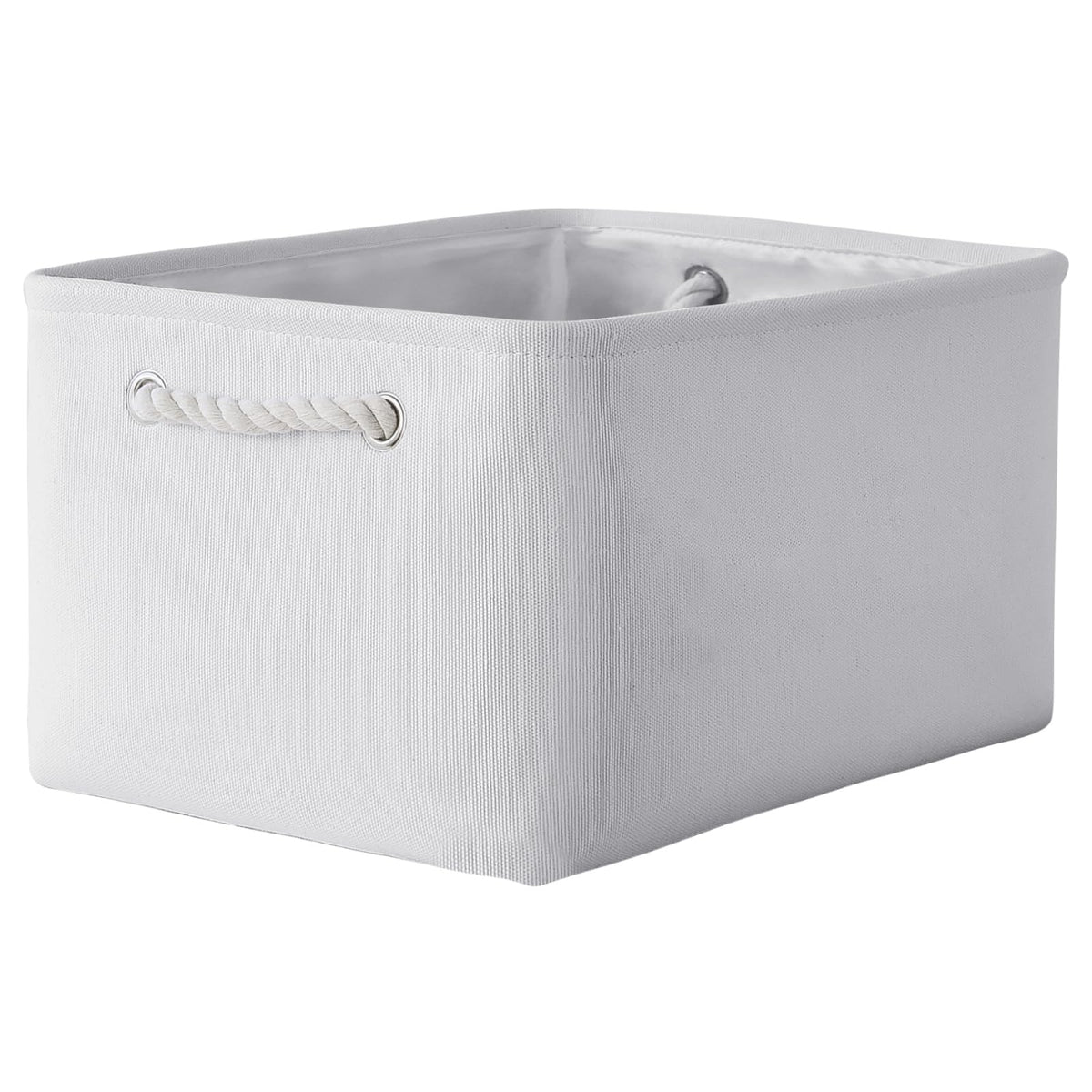 TheWarmHome Storage Basket for Organizing - Medium 3 Pack 14x10x7 inch Fabric Storage Cubes for Shelves with Rope, Collapsible Storage Bin for Organizer Closet Cloth Gift Toy (White & Jean Blue)