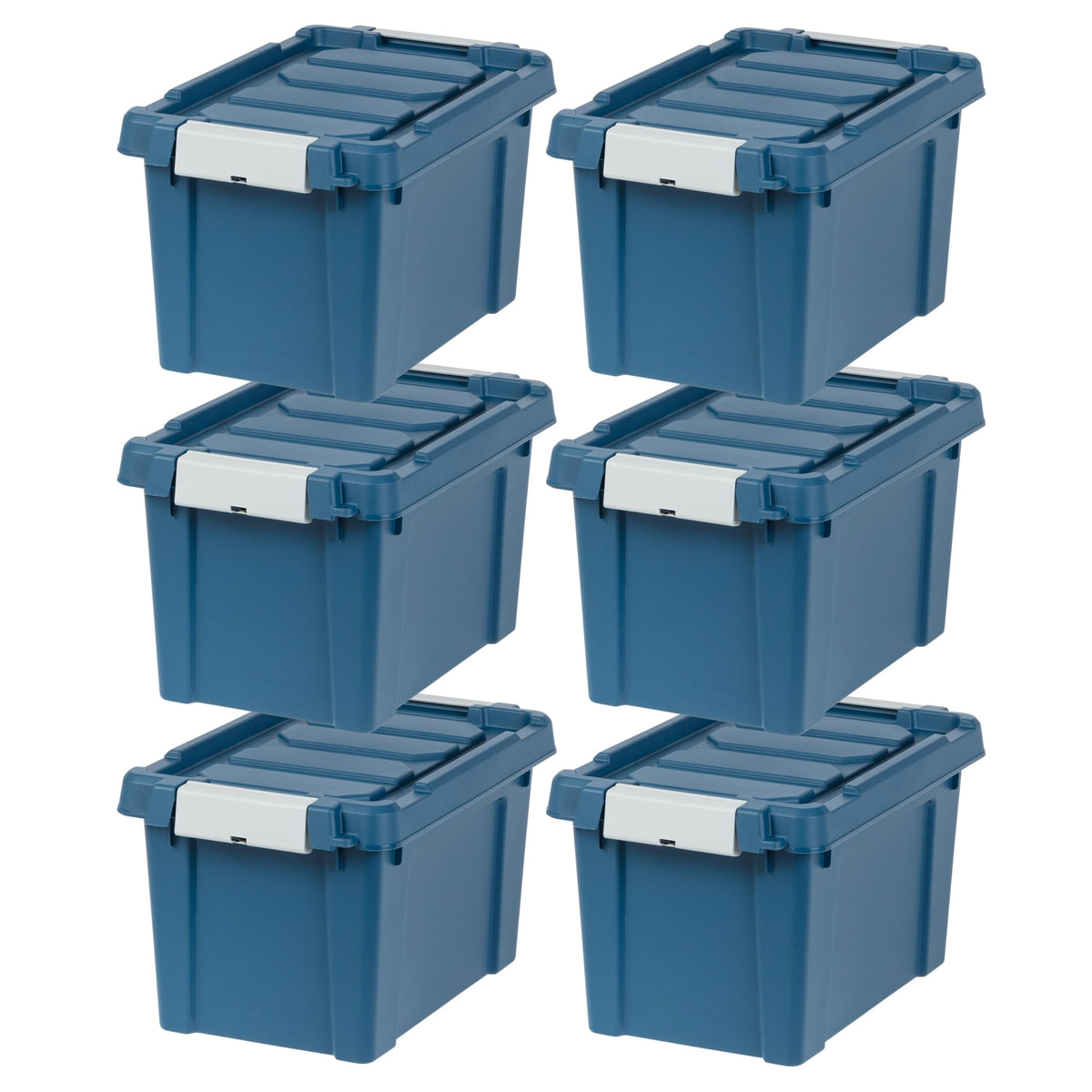 IRIS USA 6-Pack 20 Gal Heavy Duty Lockable Storage Totes with Lids, Black