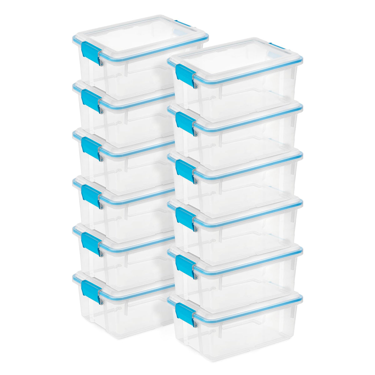 Sterilite 4-Pack 54 Quart Gasket Box, Home Storage Organizer Bins with Lids - Stackable Clear Plastic Containers for Bedroom, Bathroom, Garage, Basement, or Attic